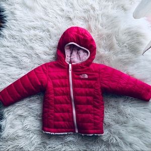 18m  girls North Face Pink reversible Jacket.